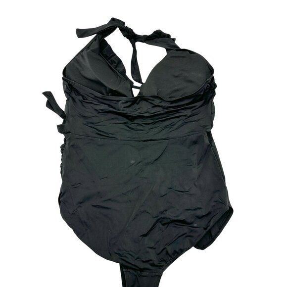 Swimsuits For All Womens Size 20 One-Piece Swimsuit Black Halter Swimwear NWT - Picture 5 of 8